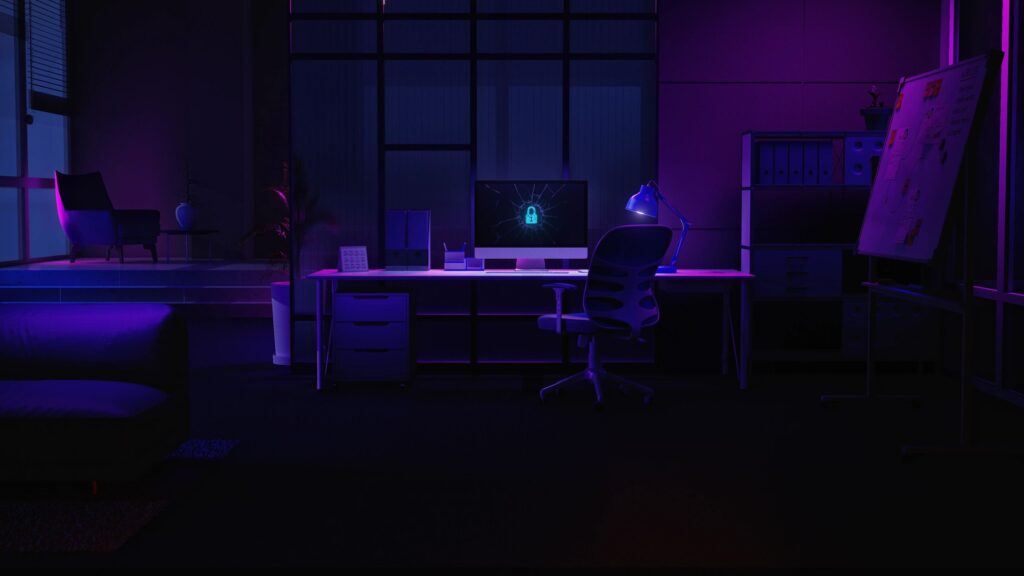 dark technology blog workspace